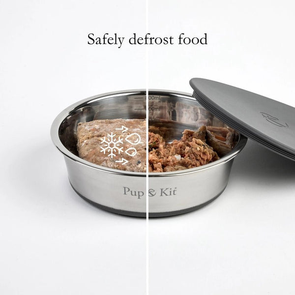 Pup & Kit Stainless Steel Pet Bowl with Stay Fresh Lid - Plastic Freedom