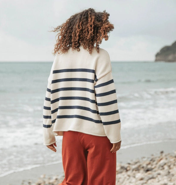 Rapanui Offshore Organic Cotton Oversized Striped Knitted Jumper - Plastic Freedom