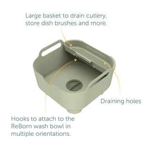 ReBorn Recycled Plastic Washing Up Bowl Pro with Drainer - Plastic Freedom