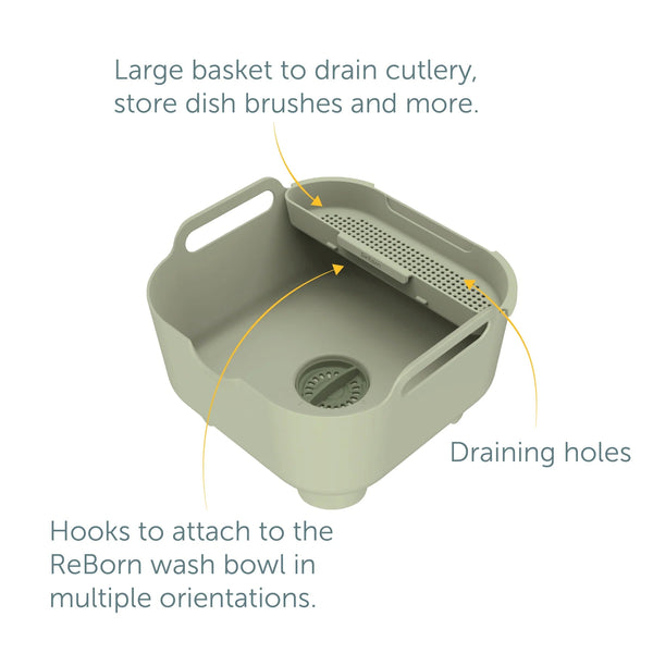 ReBorn Recycled Plastic Washing Up Bowl Pro with Drainer - Plastic Freedom
