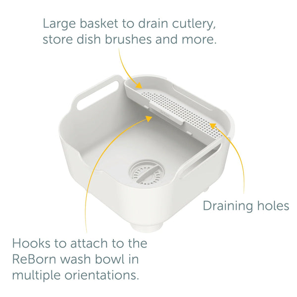 ReBorn Recycled Plastic Washing Up Bowl Pro with Drainer - Plastic Freedom