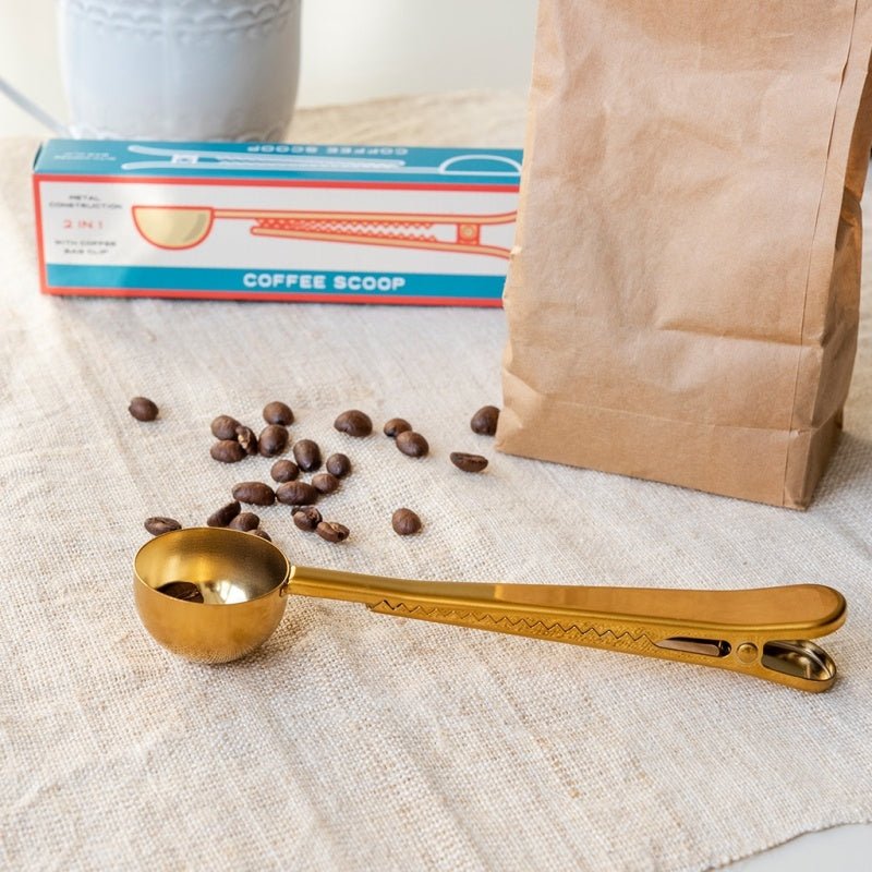 Rex Gold Coffee Scoop & Clip - Plastic Freedom