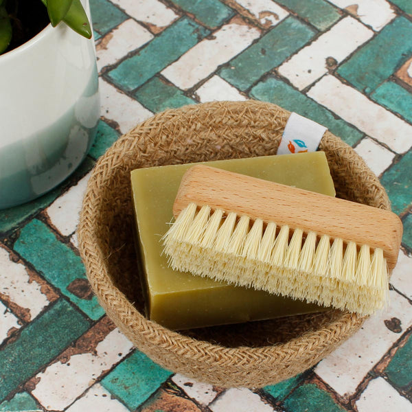 A Slice Of Green Wooden Nail Brush
