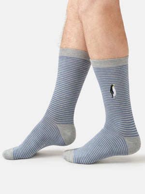 Thought Clothing Sustainable Men's Socks Embroidered Penguin - Plastic Freedom