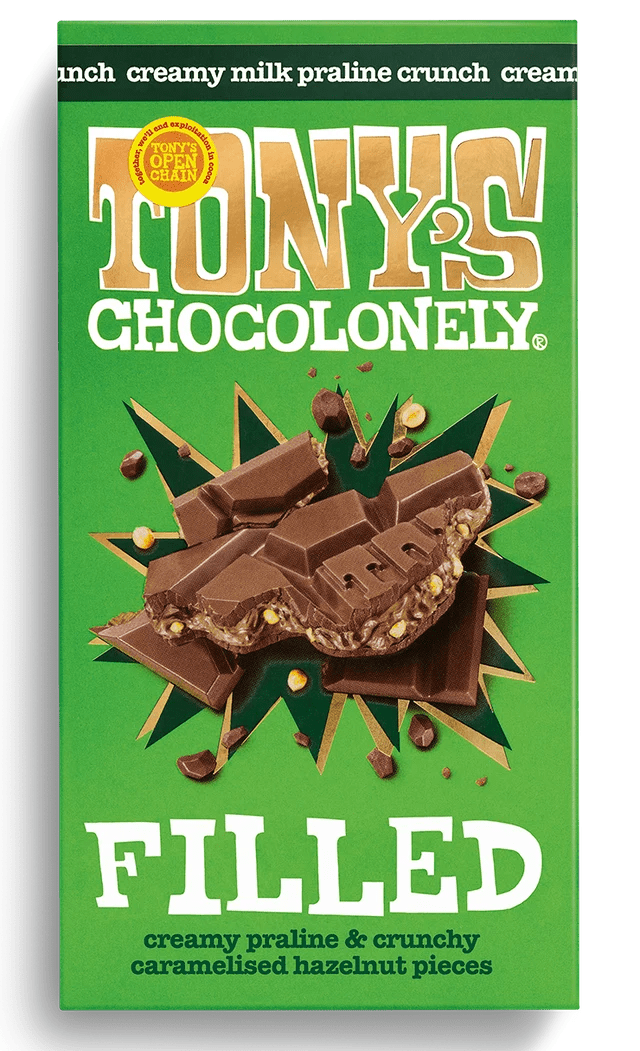 Tony's Chocolonely Filled Creamy Milk Chocolate Praline Crunch - Plastic Freedom