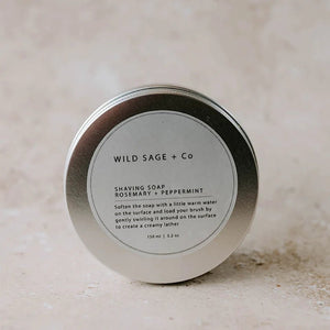 Wild Sage + Co Rosemary & Peppermint Shaving Soap - 150ml - Plastic Freedom