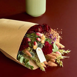 Wildflowers by Floriette Dried Flower Bouquet 50cm - Burgundy - Plastic Freedom