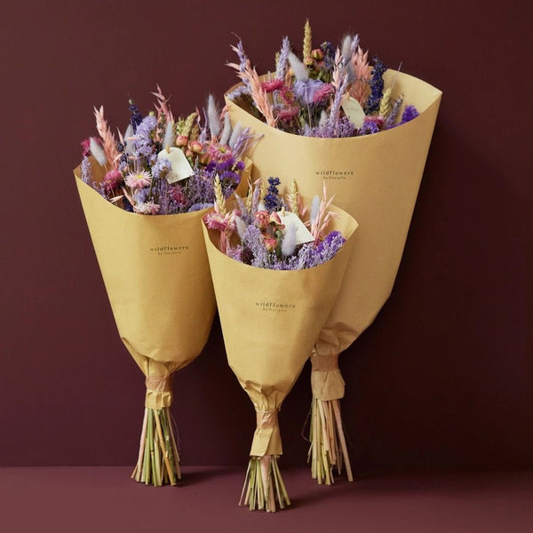 Wildflowers by Floriette Dried Flower Bouquet 50cm - Purple Glow - Plastic Freedom