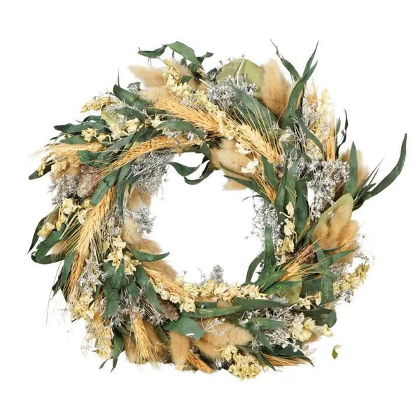 Wildflowers by Floriette Dried Flower Wreath 35cm - Frosted White - Plastic Freedom