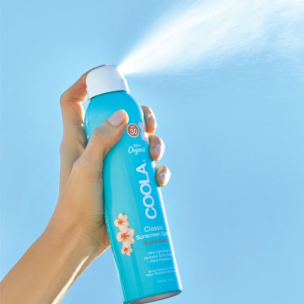 Coola Organic Suncream SPF 30 Tropical Coconut - Aluminium Spray Bottle - Plastic Freedom