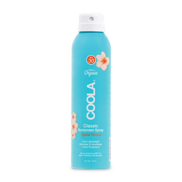 Coola Organic Suncream SPF 30 Tropical Coconut - Aluminium Spray Bottle - Plastic Freedom