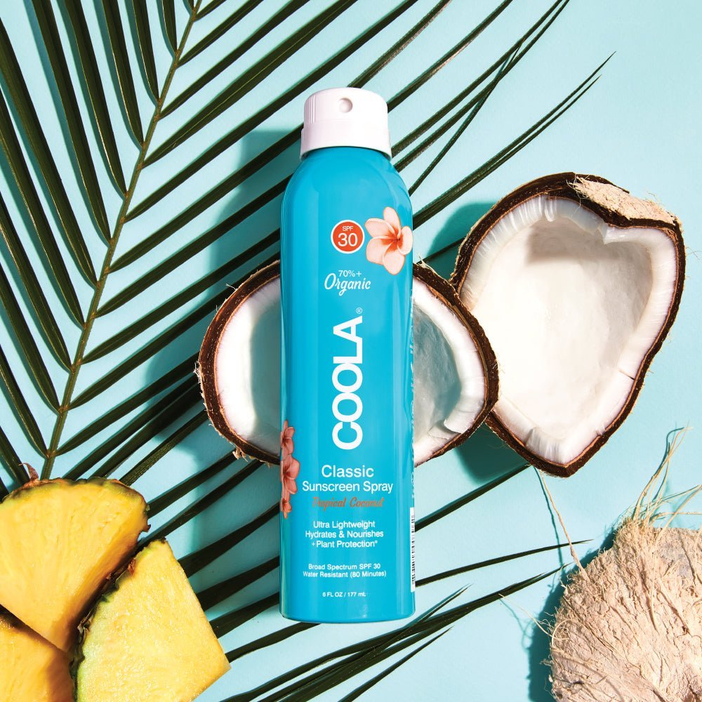 Coola Organic Suncream SPF 30 Tropical Coconut - Aluminium Spray Bottle - Plastic Freedom