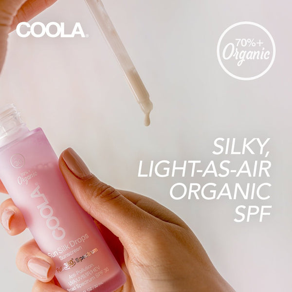 Coola Sun Silk Drops Organic Face Suncream SPF 30 - 30ml Glass Bottle - Plastic Freedom