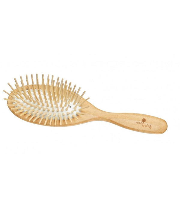 Eco Living Bamboo Hairbrush Oval With Extra Long Pins - Plastic Freedom