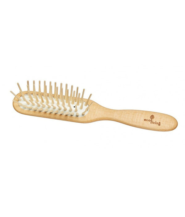 Eco Living Bamboo Hairbrush Rectangle With Extra Long Pins - Plastic Freedom