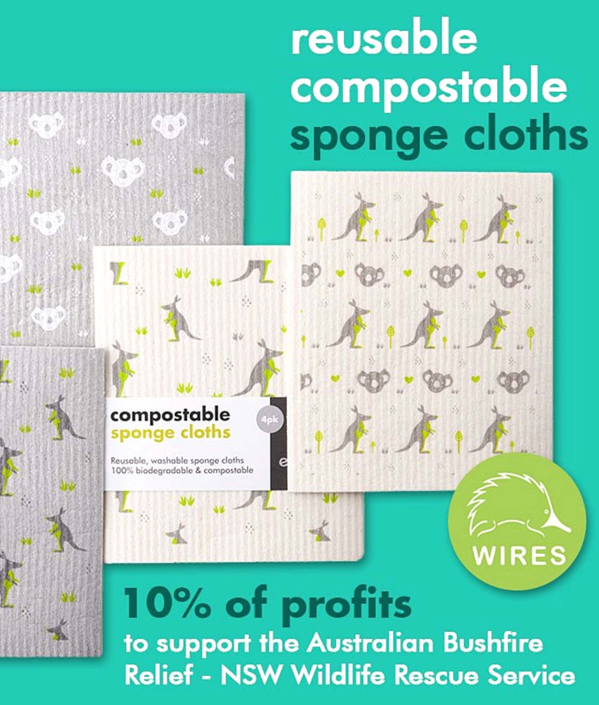 Eco Living Compostable Sponge Cleaning Cloths Printed - x4 Pack - Plastic Freedom