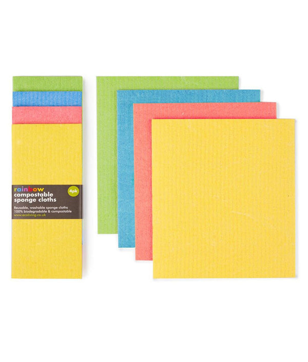 Eco Living Compostable Sponge Cleaning Cloths Rainbow - Plastic Freedom
