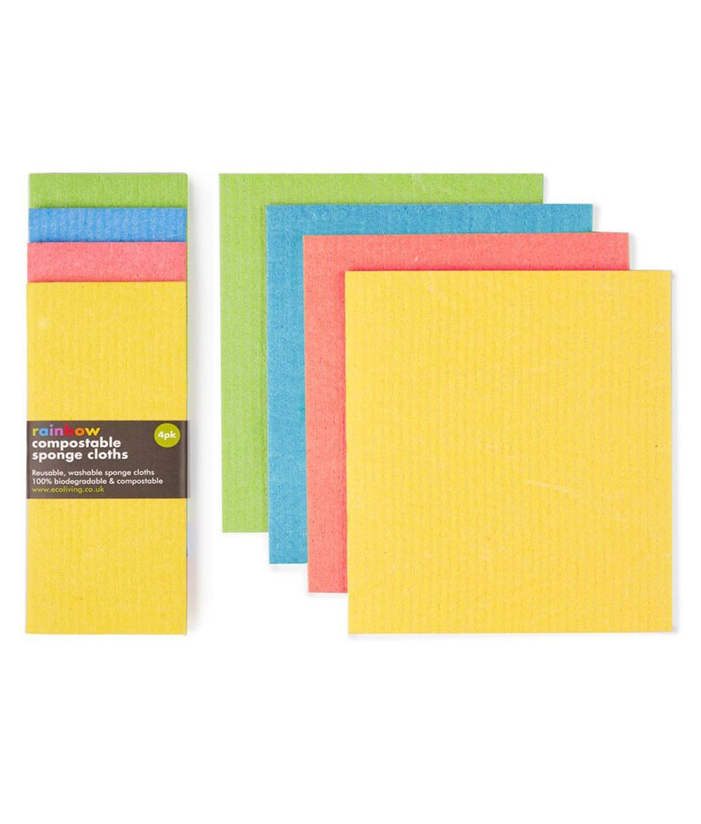 Eco Living Compostable Sponge Cleaning Cloths Rainbow - Plastic Freedom