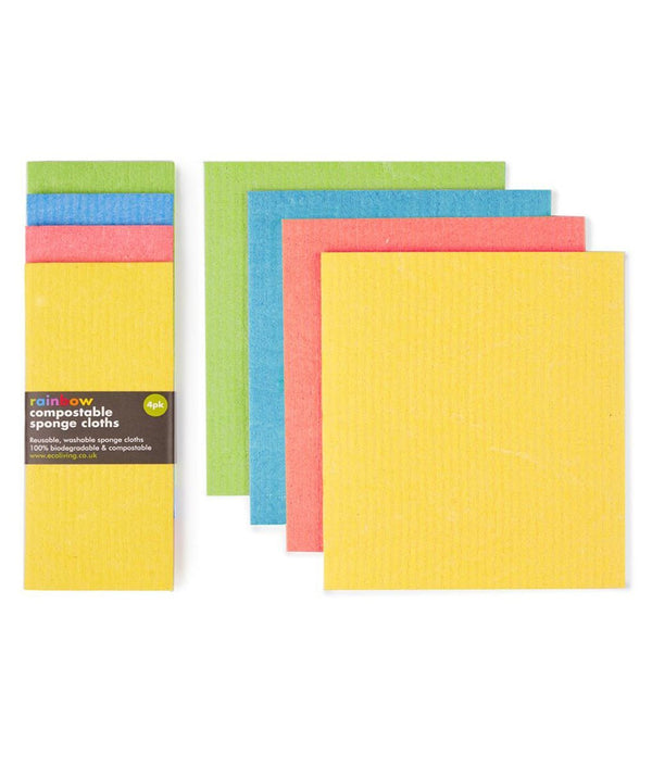 Eco Living Compostable Sponge Cleaning Cloths Rainbow - Plastic Freedom
