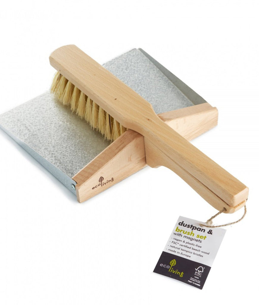Eco Living Dust Pan & Brush Set With Magnets - Plastic Freedom