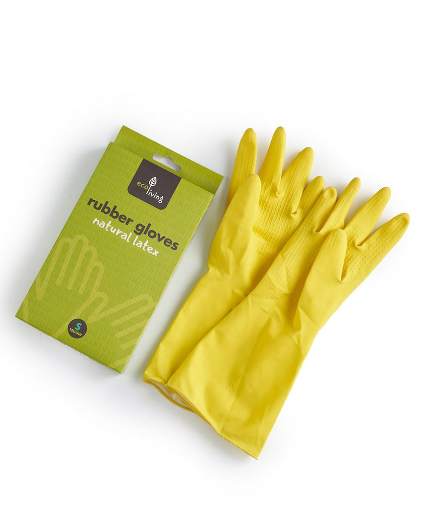Eco Living Natural Latex Rubber Gloves - Yellow - Plastic Freedom