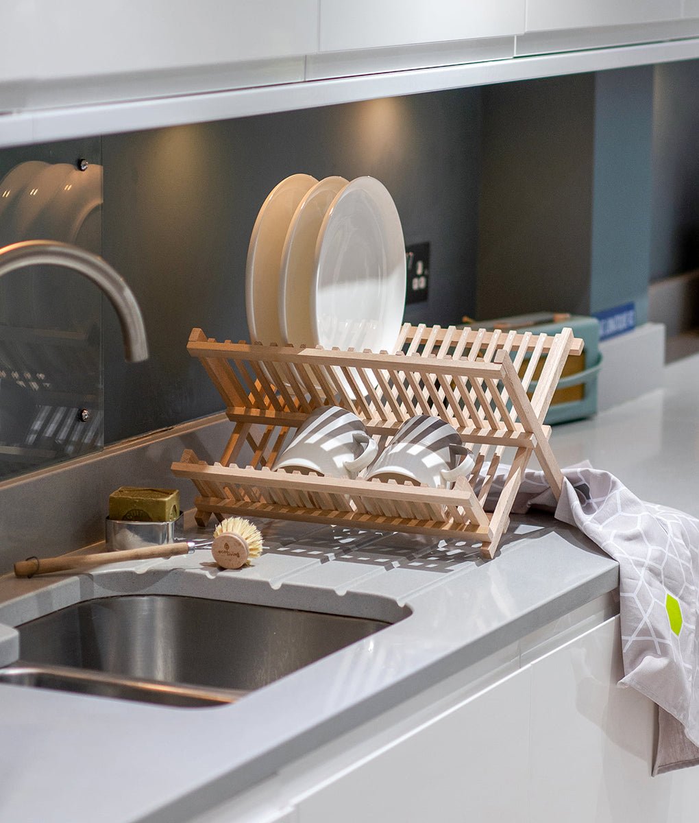 Finnish European Dish Drying Rack Eco Living Wooden Dish Drainer