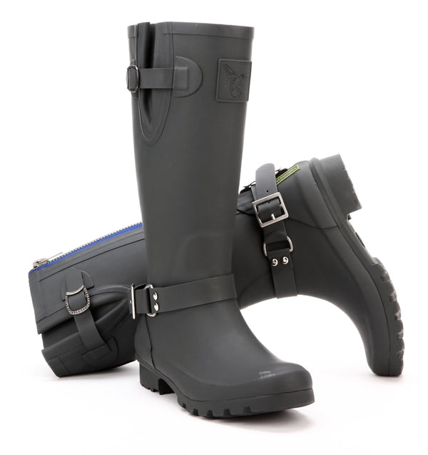 Evercreatures Natural Rubber Wellies - Triumph Charcoal - Plastic Freedom