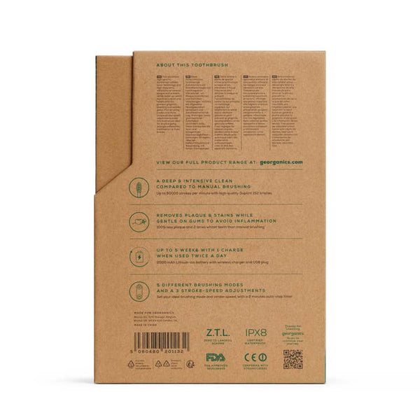 Georganics Sonic Eco Friendly Electric Toothbrush Set - 50000SPM - Plastic Freedom