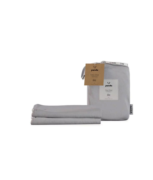 Panda London Bamboo Fitted Sheet - Quiet Grey - Plastic Freedom