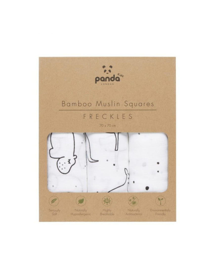 Panda London Bamboo Freckles Muslins x3 Pack - Large - Plastic Freedom