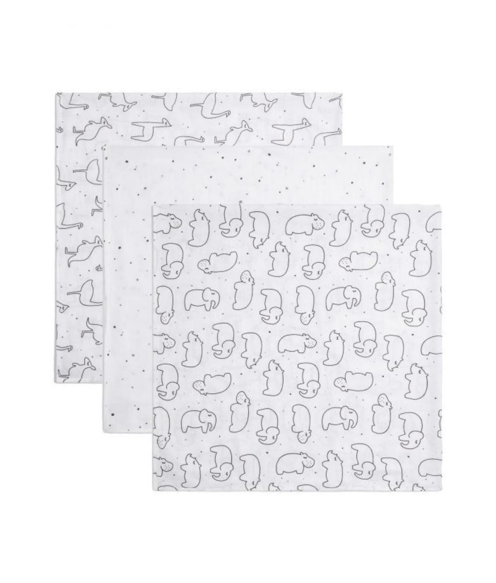 Panda London Bamboo Freckles Muslins x3 Pack - Small - Plastic Freedom