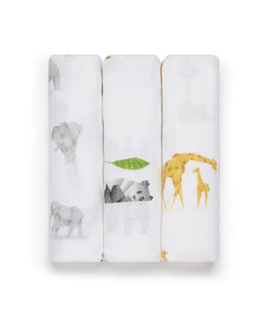Panda London Bamboo Origami Muslins x3 Pack - Large - Plastic Freedom