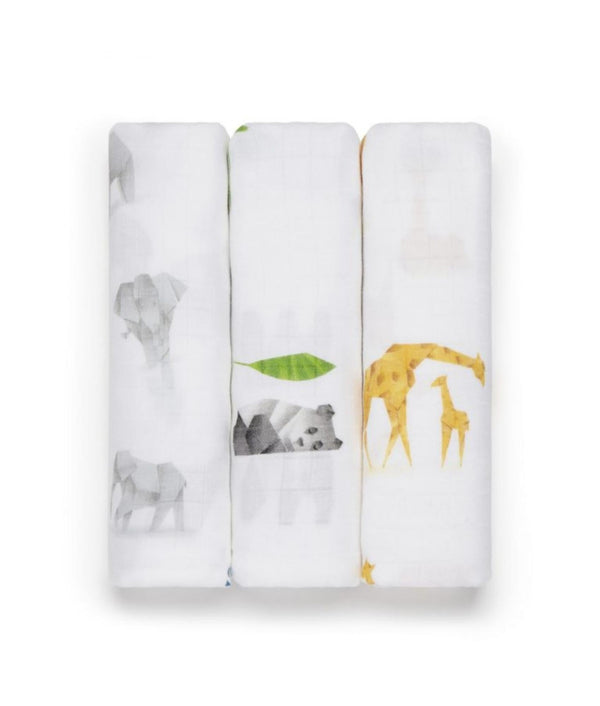 Panda London Bamboo Origami Muslins x3 Pack - Small - Plastic Freedom