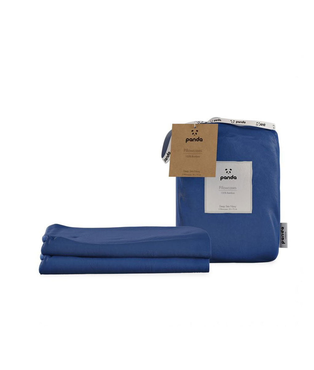 Panda London Bamboo Pillowcase Deep Sea Navy - x2 Pack - Plastic Freedom