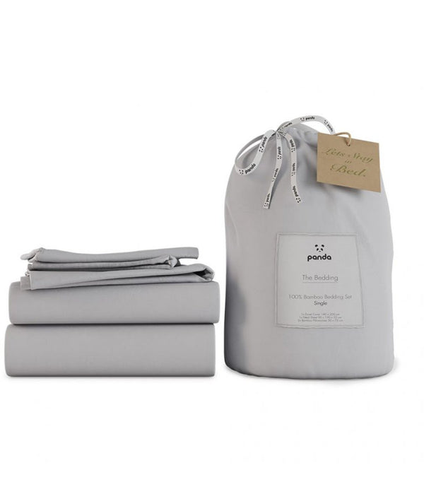 Panda London Complete Bamboo Bedding Set - Quiet Grey - Plastic Freedom