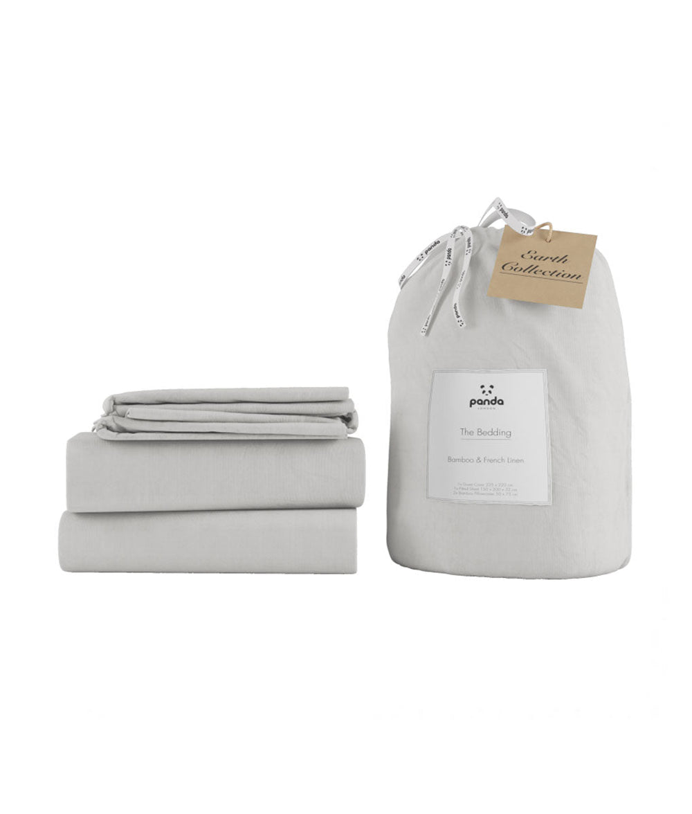 Panda London Complete Bamboo & French Linen Bedding - Silver Lining Grey - Plastic Freedom