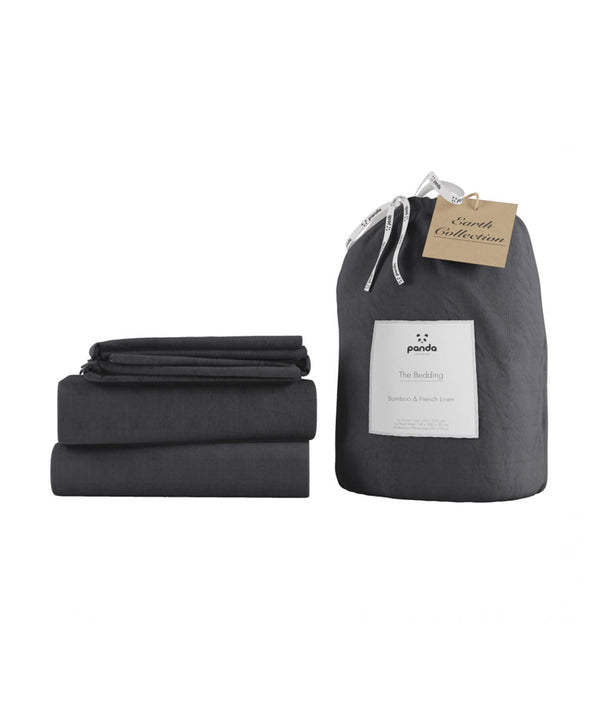 Panda London Complete Bamboo & French Linen Bedding - Slate Grey - Plastic Freedom