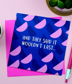 Paper Plane And They Said It Wouldn't Last Anniversary Card - Plastic Freedom