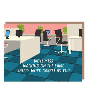Paper Plane Shitty Carpet Sorry You're Leaving Card - Plastic Freedom