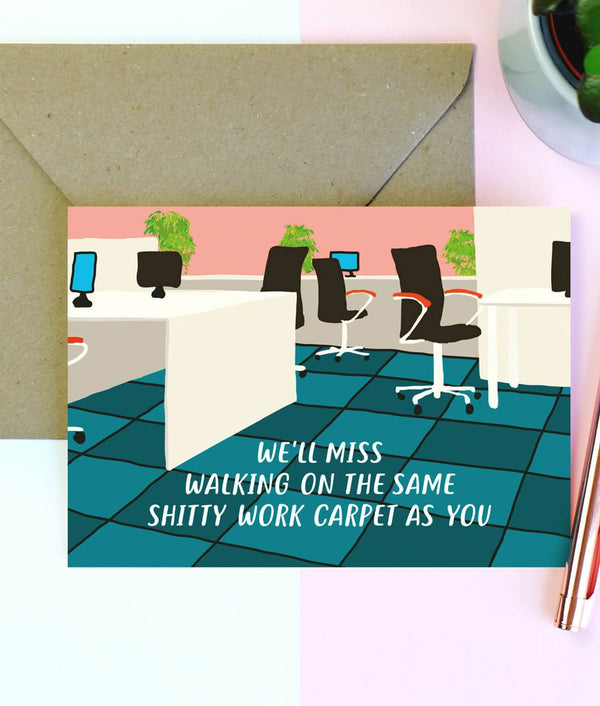 Paper Plane Shitty Carpet Sorry You're Leaving Card - Plastic Freedom