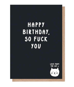 Paper Plane So Fuck You Birthday Card From The Cat - Plastic Freedom