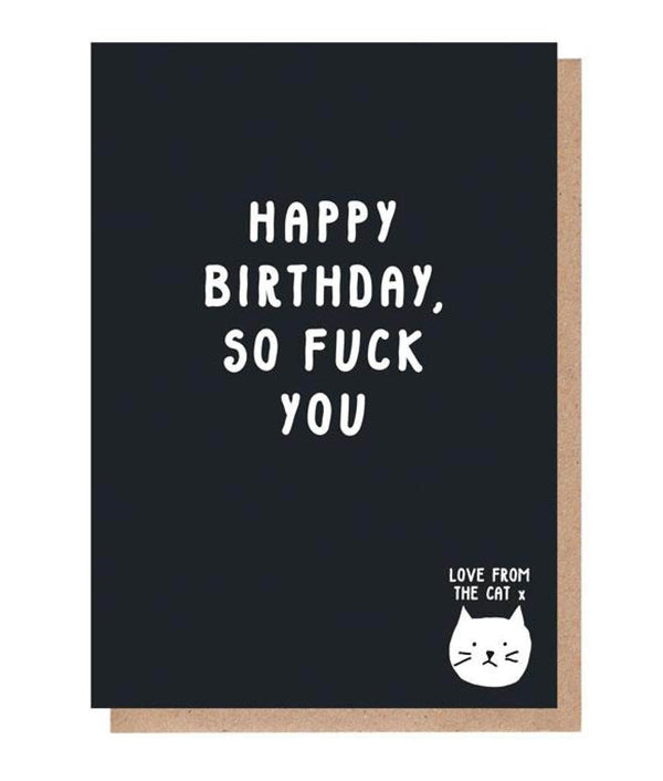 Paper Plane So Fuck You Birthday Card From The Cat - Plastic Freedom