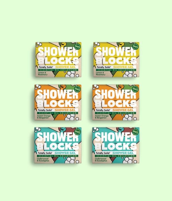 Shower Blocks Solid Shower Gel Essential Oil Collection Mixed Pack x6 - Plastic Freedom