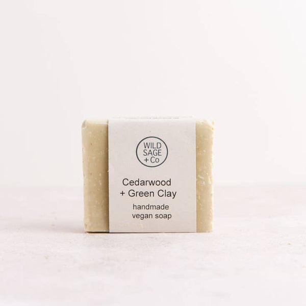 Wild Sage + Co Cedarwood & Green Clay Soap Bar - 100g - Plastic Freedom