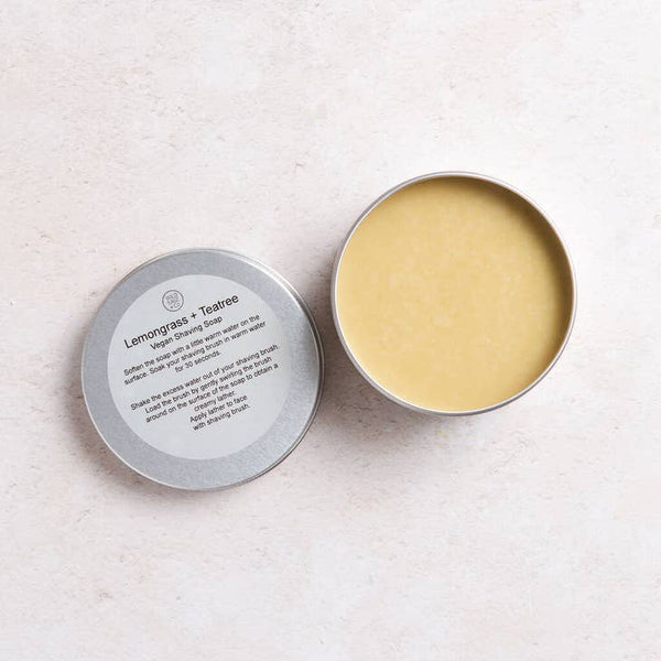 Wild Sage + Co Lemongrass & Tea Tree Shaving Soap - 150ml - Plastic Freedom